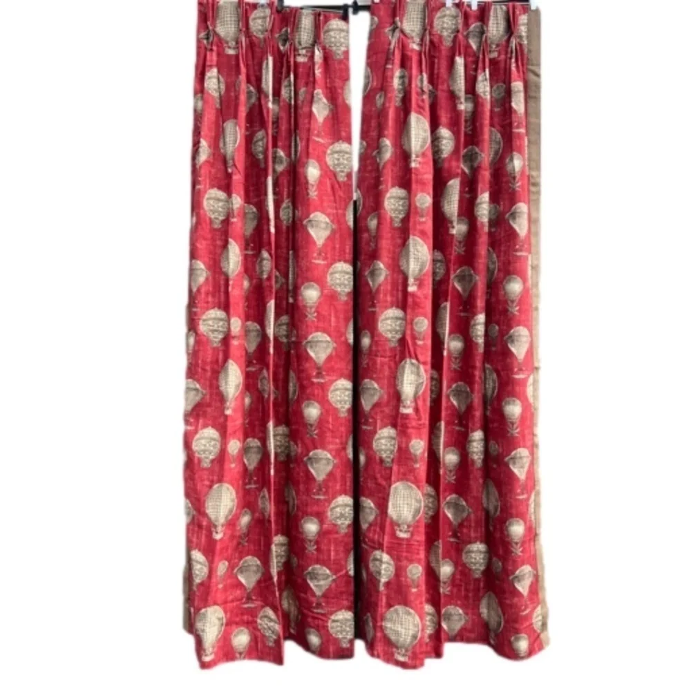 NWOT Set Of 2 Custom Made Hot Air Balloon‎ Printed Drapes for Children Nursery